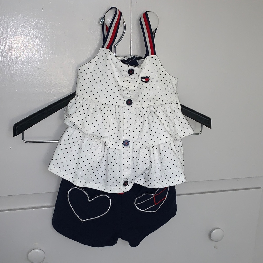 Tommy Hilfiger White Baby Two-Piece Set with Navy Accents